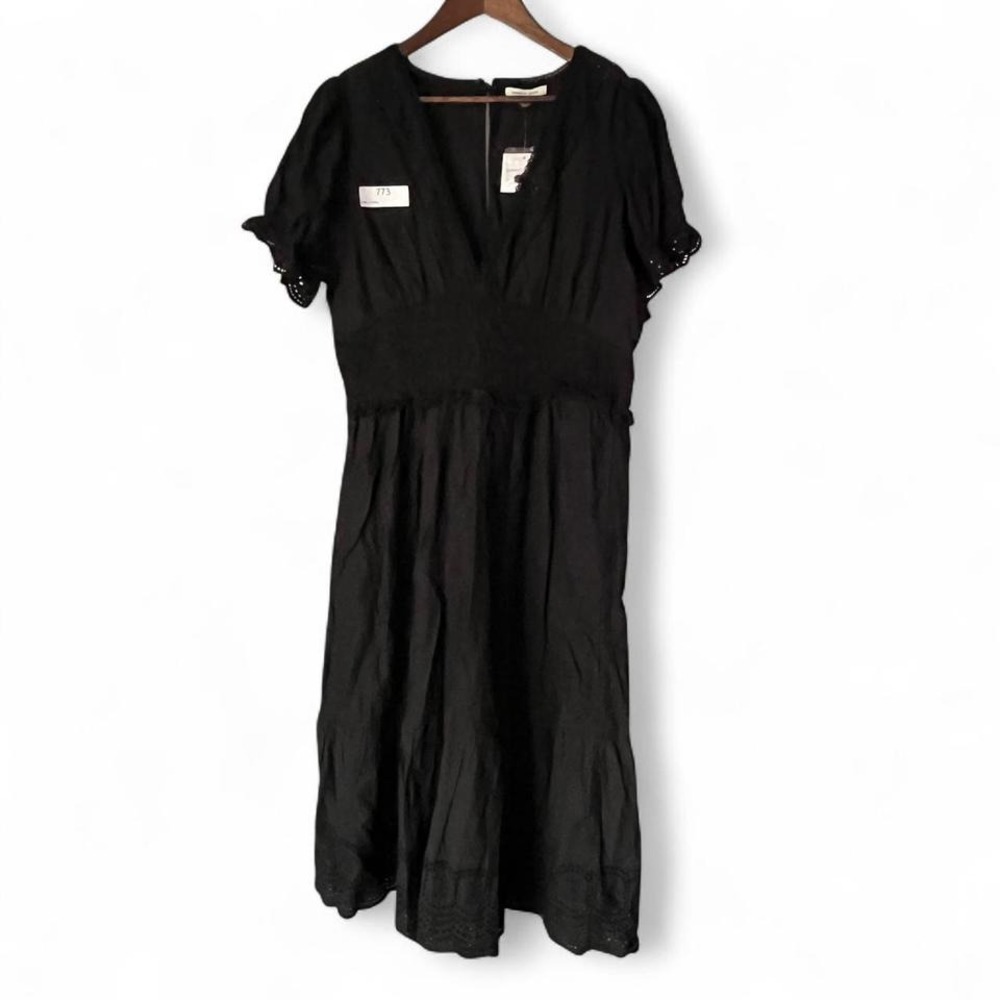 American Eagle Outfitters Black Puff Sleeve Eyelet Dress XL Cotton Boho NWT